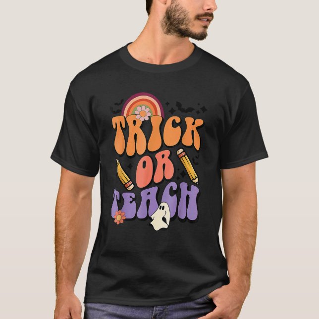 T-shirt Trick Or Teach Retro Fall Halloween Costumes Teach (Devant)