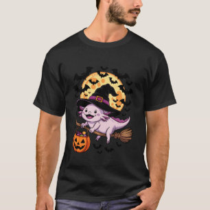 T-shirt Trick or Treat Axolotl Sorcière Halloween Citrouil