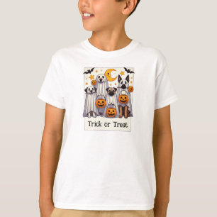 T-shirt Trick or Treat Cute Dogs in Ghost Costumes