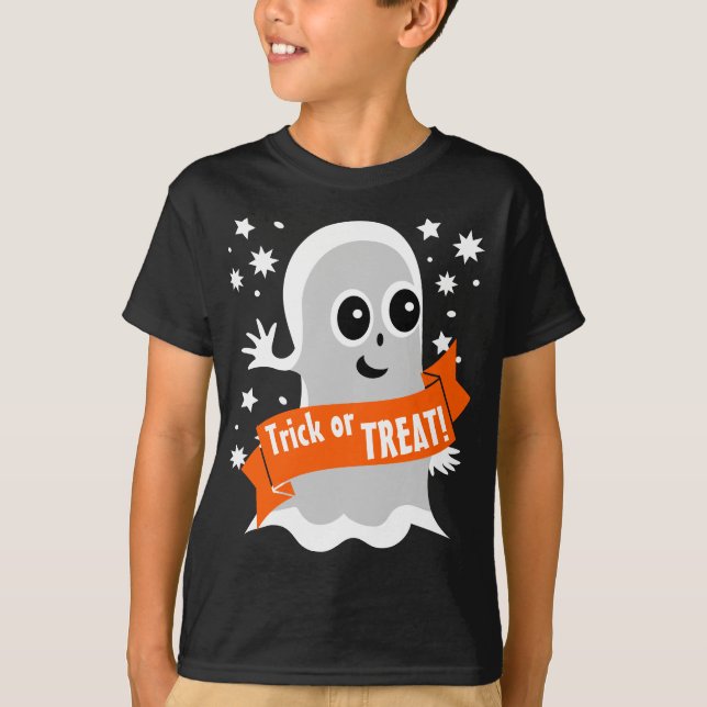 T-shirt Trick or Treat Friendly Halloween Ghost (Devant)
