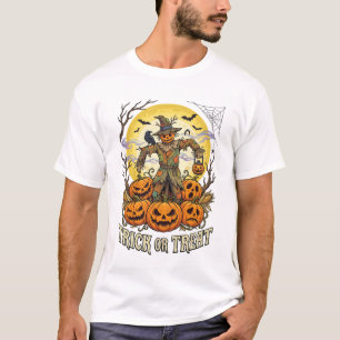 T-shirt Trick Or Treat Halloween Épouvantail Citrouilles P