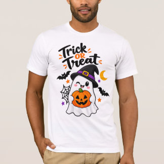 T-shirt Trick or Treat Halloween Fantôme Citrouille Chapea
