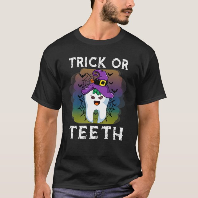 T-shirt Trick Ou Dents Dentiste Dentiste Halloween Squa De (Devant)