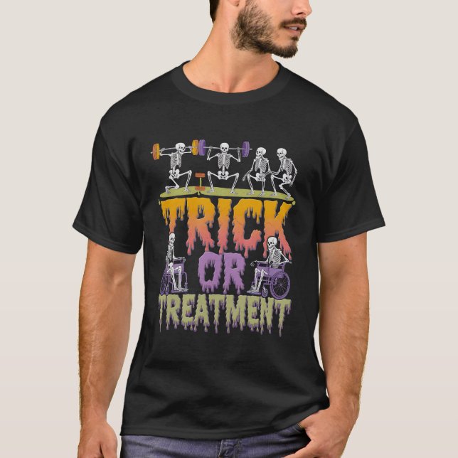 T-shirt Trick ou traitement PT Thérapeute physique H (Devant)