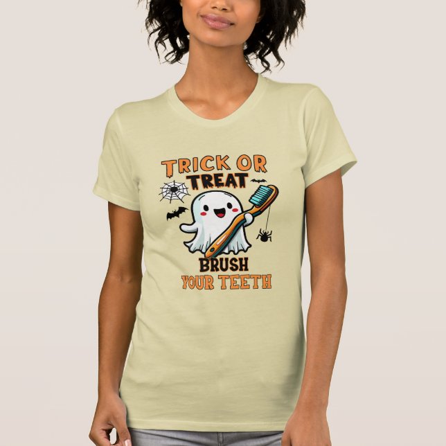 T-shirt Trick ou traiter brosse vos dents mignonne Hallowe (Devant)