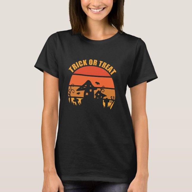 T-shirt Trick ou traiter Effrayant Halloween Haunween Haun (Devant)