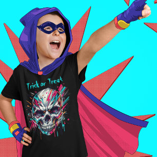 T-shirt Trick ou traiter le crâne, Abstrait, Enfants Hallo