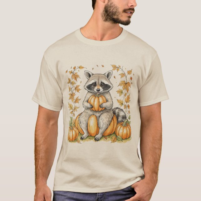 T-shirt Trick ou Trashy Raccoon Halloween Citrouille tenda (Devant)