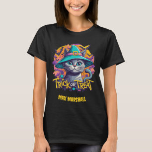 T-shirt Trick ou Treat Cat - Effrayant Bon Temps Orange No