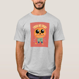 T-shirt Trick ou Treat citrouille enfant sur scooter