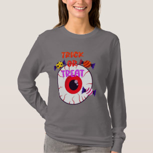 T-shirt Trick Ou Treat - Eyeball Géant Et Bonbons Hallowee