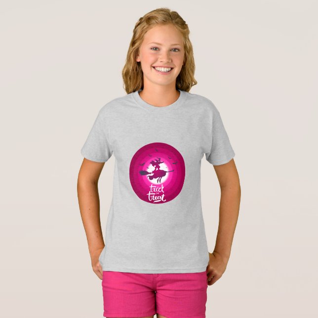 T-shirt Trick ou Treat Happy Halloween Costume pour filles (Devant entier)