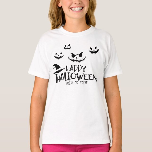 T-shirt Trick ou Treat Happy Halloween Costume pour filles (Devant)