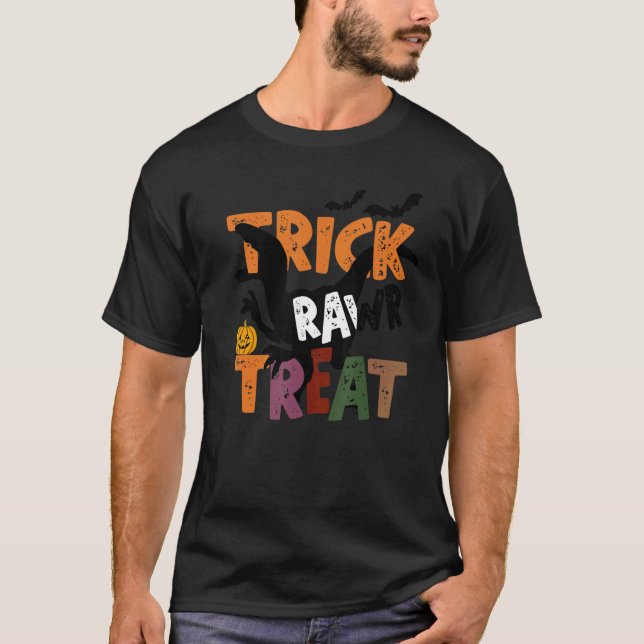 T-shirt Trick Rawr Treat Dinosaur Rex Mama Saurus Éffrayan (Devant)