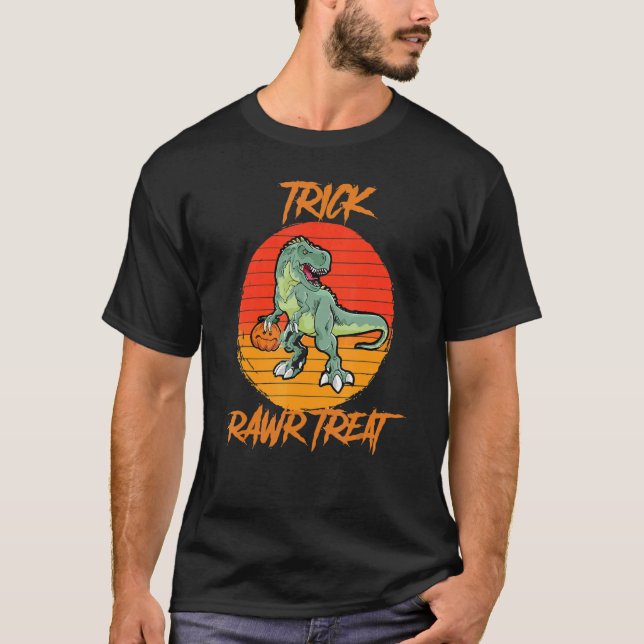 T-shirt Trick Rawr Treat Halloween Rex Dinosaur (Devant)
