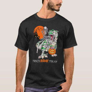 T-shirt Trick Rawr Treat Skeleton Riding Dinosaur Rex Hall