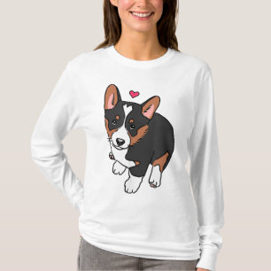 T-shirt Tricolore Corgi Chien Chien Coquelicot, Corgi Corg