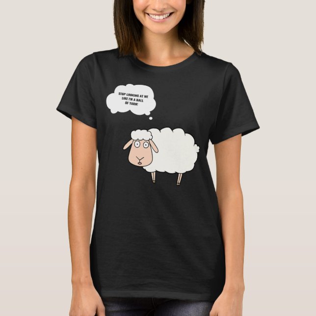 T-shirt Tricot Crochet Drôle Mouton Graphique Balle en Fil (Devant)