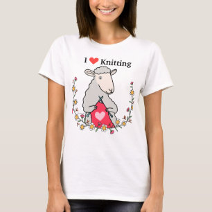 T-shirt Tricot mouton mignon J'aime tricot tricot cadeau