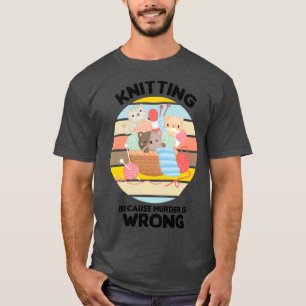 T-shirt Tricot Parce Que Le Meurtre Est Mauvais Chat Vinta