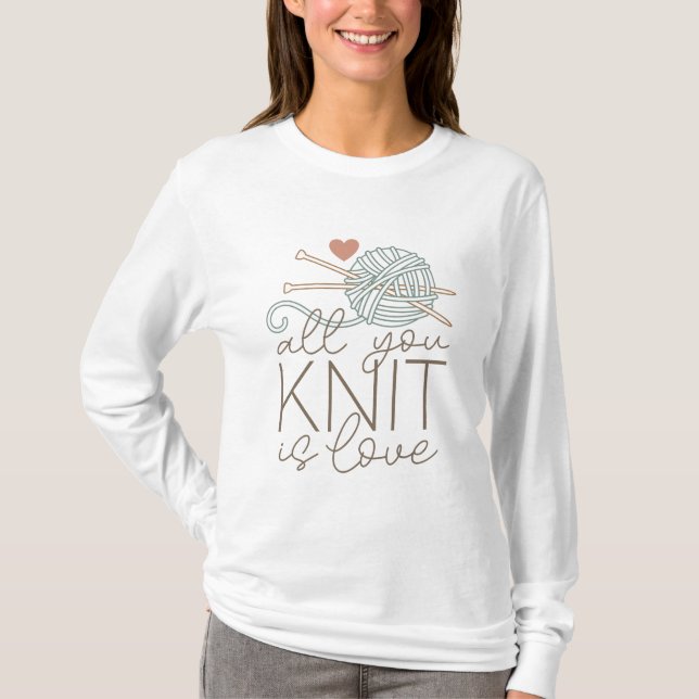 T-shirt Tricot Slogan Tout Ce Que Vous Knit Est Amour (Devant)