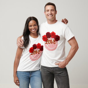 T-shirt Tricot Visage Sourire Rose Rouge Amour Saint-Valen