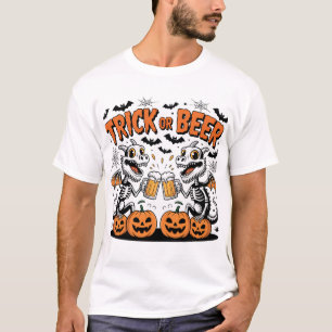 T-shirt Tricoter ou bière Dragons squelette Halloween Art