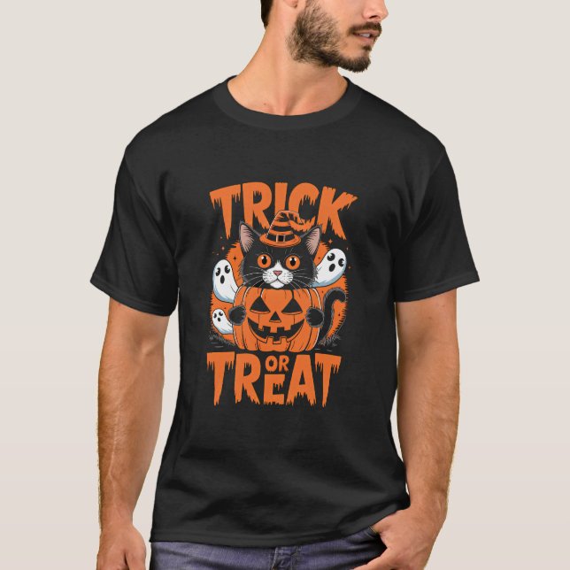 T-shirt Tricoter ou traiter Halloween (Devant)
