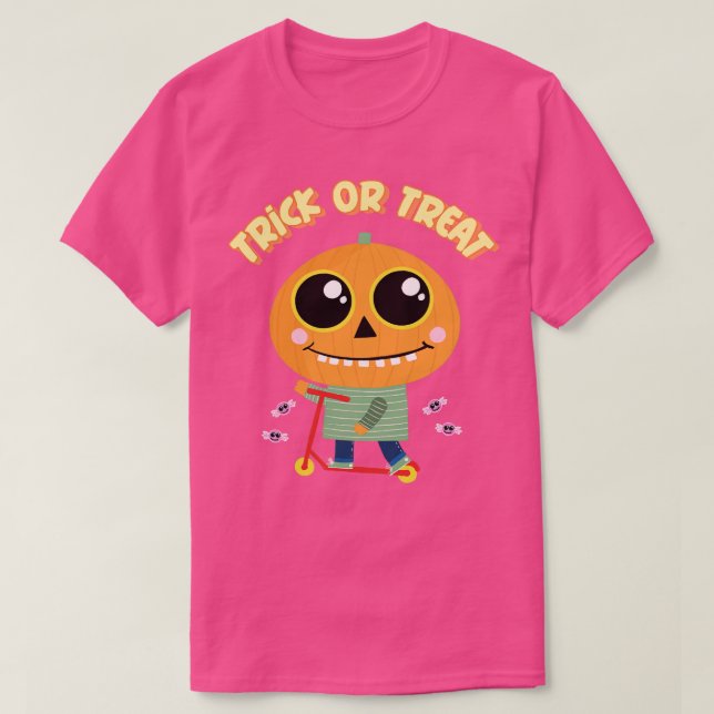 T-shirt Tricoter ou traiter mignon Citrouille garçon Hallo (Design devant)