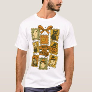 T-shirt Tricoter Ou Traiter Vintage Halloween Retro Postag