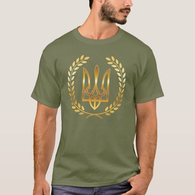 T-shirt trident or guerrier d'Ukraine (Devant)