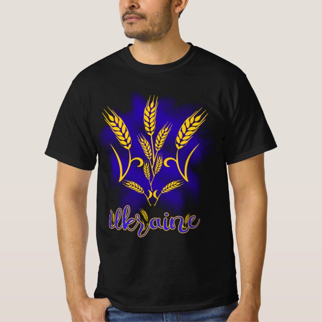 T-shirt Trident ukrainien fait d'oreille de blé (Devant)