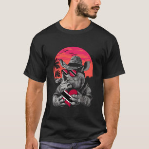 T-shirt Trinidad Et Tobago Rhinocéros Coucher De Soleil Cœ