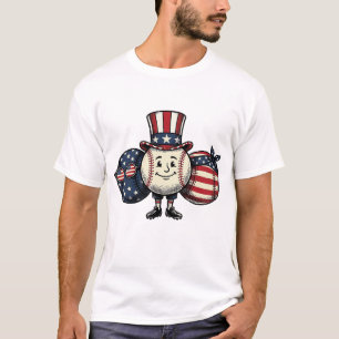 T-shirt Trio de baseball patriotique Vintage Vector Shirt_