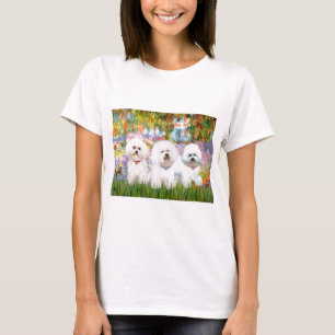 T-shirt Trio de Bichon Frise - Jardin (VG)