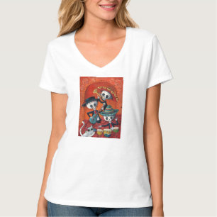 T-shirt Trio de mariachi de Dia de Los Muertos Skeleton