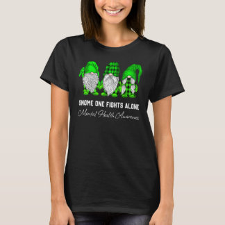T-shirt Trio Gnome combat seul Green Ribbon Santé mentale