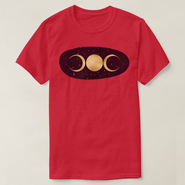 T-shirt Triple déesse dans les étoiles Or sur le vin (Design devant)