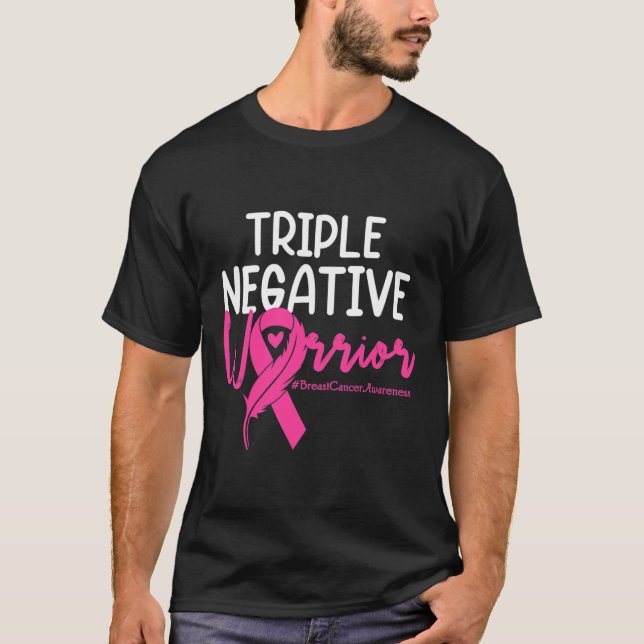 T-shirt Triple Négatif Warrior Rose Ribbon Breast Cancer (Devant)