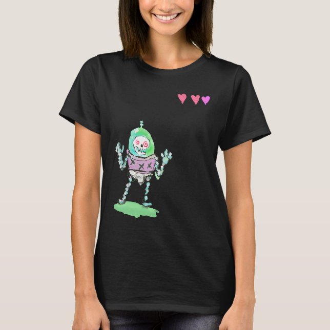 T-shirt Triple X Skeleton Robot With Life Hearts (Devant)