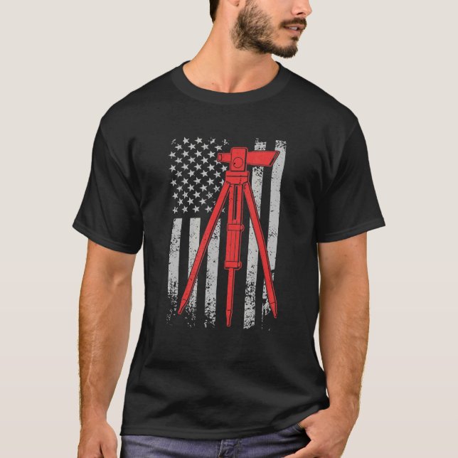 T-shirt Tripod Survey Flag America 4 juillet Land Surveyor (Devant)