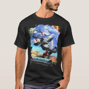 T-shirt Trippy Siamese Chat Voiture Cosmique Conduite Dans