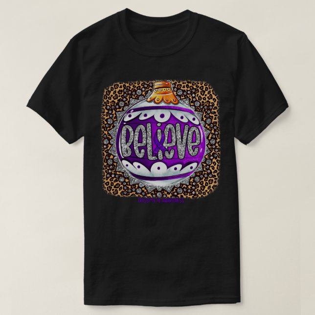 T-shirt Trisomie 18 Sensibilisation Croire Ornement Leopar (Design devant)