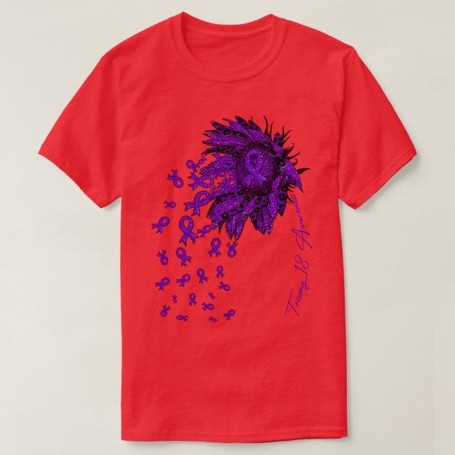 T-shirt Trisomie 18 Sensibilisation Tournesol fleurs ruban (Design devant)