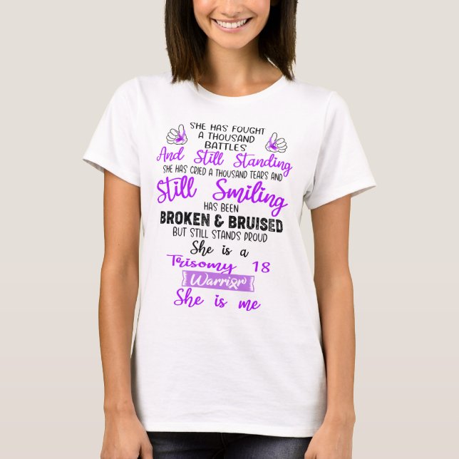 T-shirt Trisomy 18 Sensibilisation Ribbon Support Cadeaux (Devant)