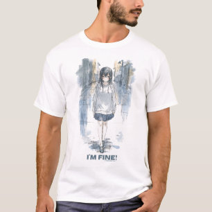 T-shirt Triste Anime Girl Rainy Mood Graphic Tee
