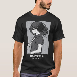 T-shirt Triste fille Anime Goth Esthétique Manga Japonais