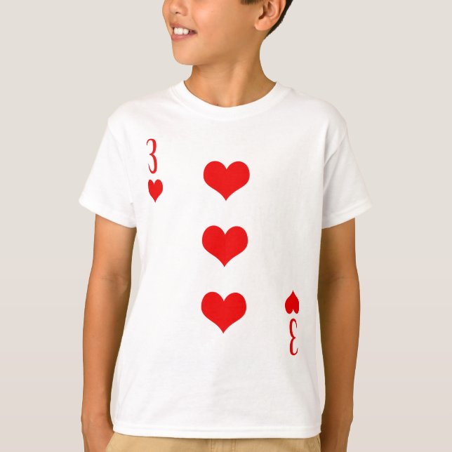 T-shirt Trois (3) de Coeurs Jouer carte Poker Costume voit (Devant)