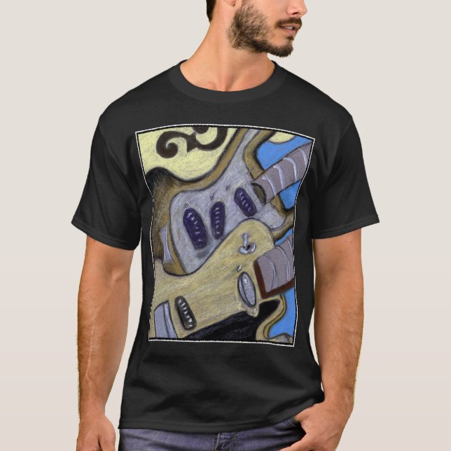 T-shirt Trois bleus de roche de jazz de guitares (Devant)