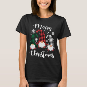 T-shirt Trois Buffalo Gnomes Plaid Christmas Snowflakes